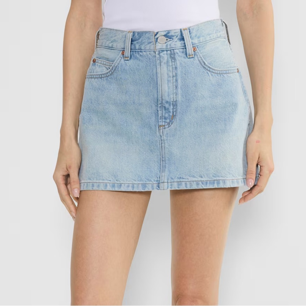 Aritzia Light Wash Denim Mini Skirt